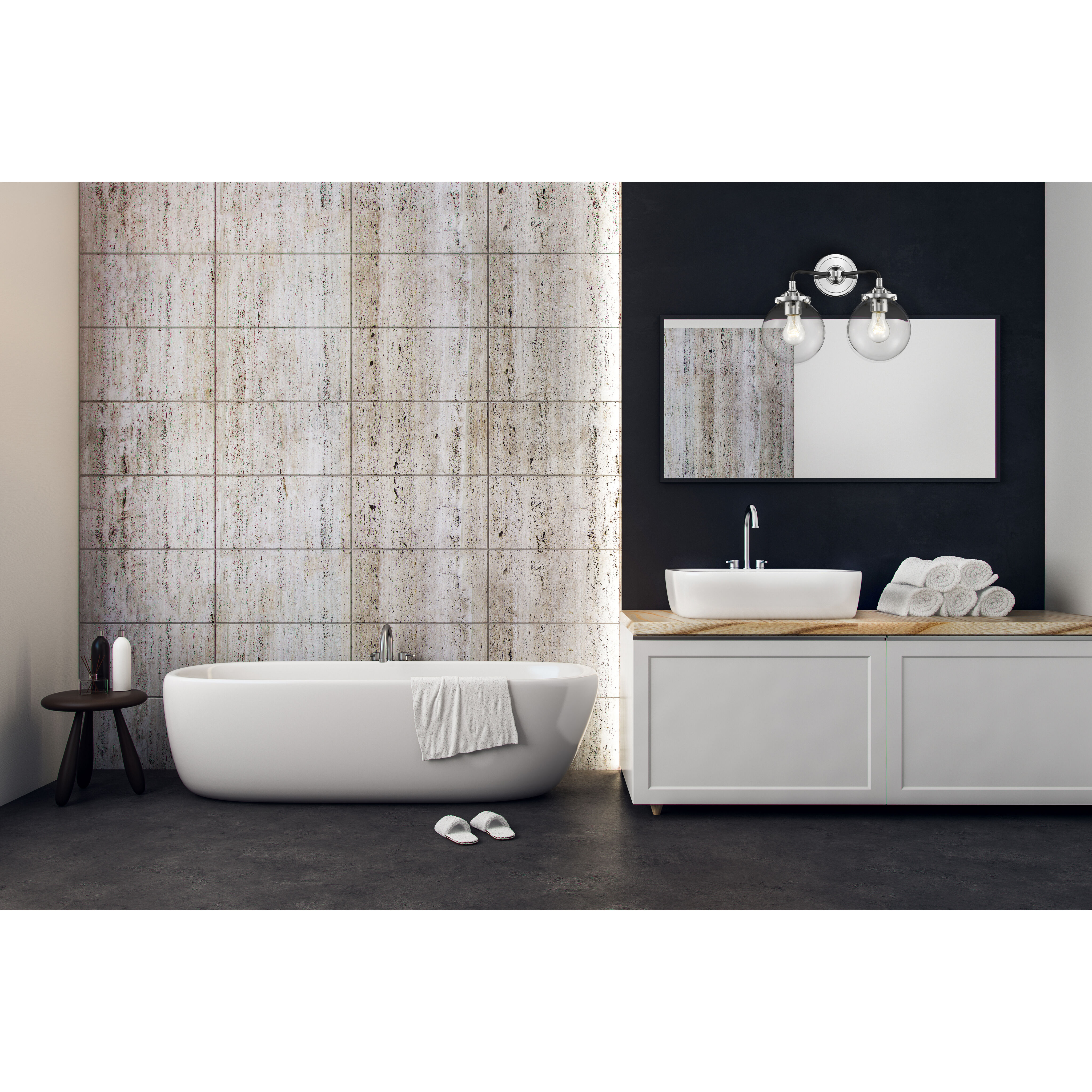 Nouveau Beacon LED 14 inch Black Polished Nickel Bath Vanity Light Wall Light in Clear Glass, Nouveau