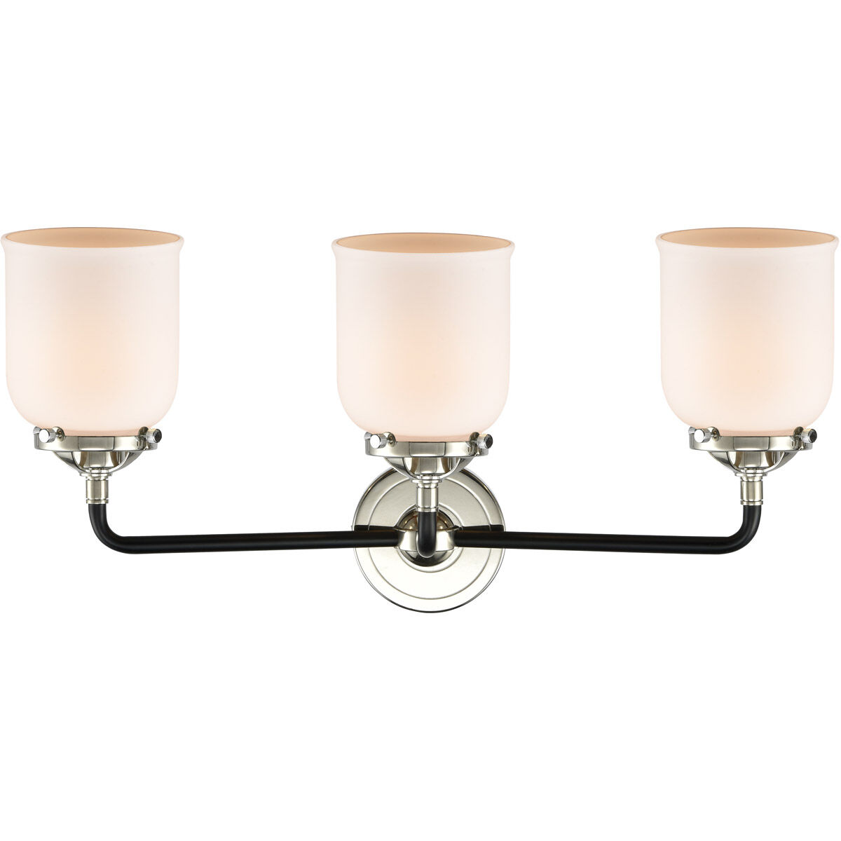 Nouveau Small Bell LED 23 inch Black Polished Nickel Bath Vanity Light Wall Light in Matte White Glass, Nouveau