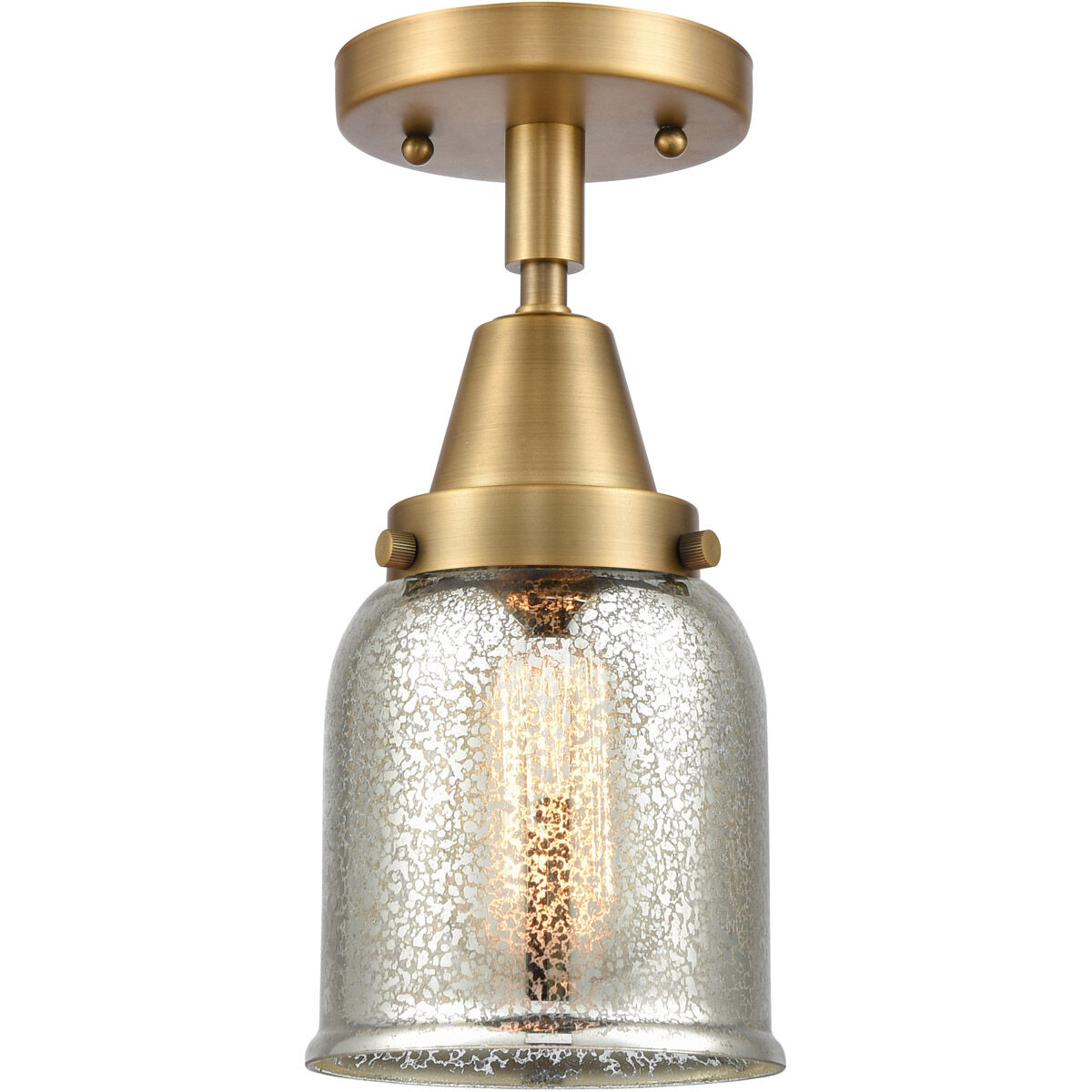 Franklin Restoration Small Bell 1 Light 5 inch Brushed Brass Flush Mount Ceiling Light in Silver Plated Mercury Glass