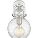 Newton Sphere Sconce Wall Light in Satin Nickel, Seedy Glass