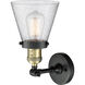 Franklin Restoration Small Cone 1 Light 6 inch Black Antique Brass Sconce Wall Light in Seedy Glass, Franklin Restoration