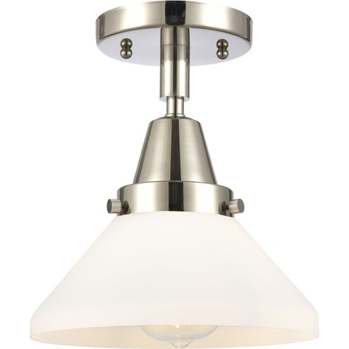 Franklin Restoration Caden 1 Light 8 inch Polished Nickel Flush Mount Ceiling Light in Matte White Glass