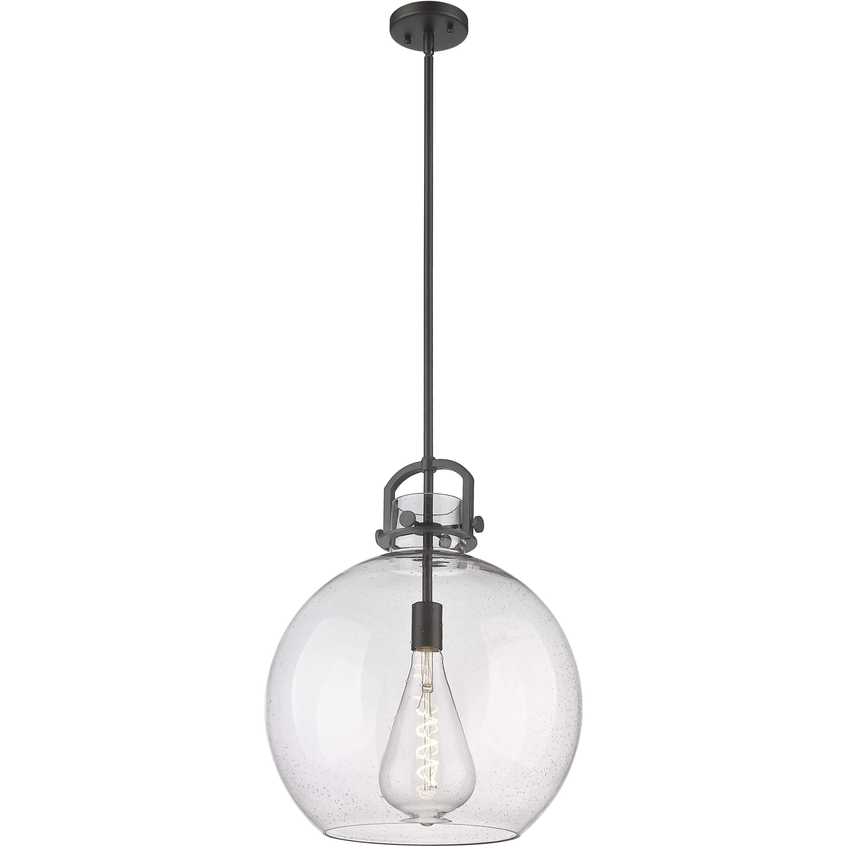 Downtown Urban Newton Sphere 1 Light 16 inch Matte Black Pendant Ceiling Light in Seedy