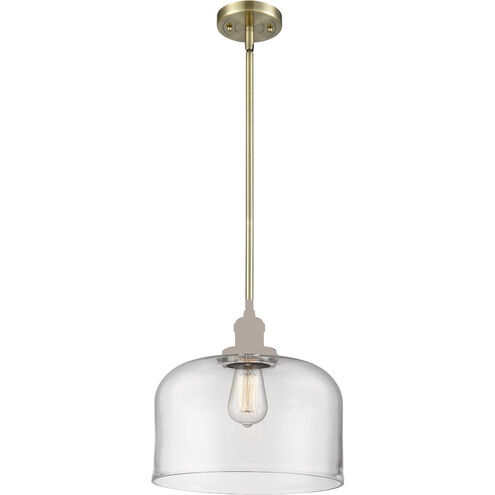 Franklin Restoration X-Large Bell LED 12 inch Antique Brass Pendant Ceiling Light in Clear Glass, Franklin Restoration