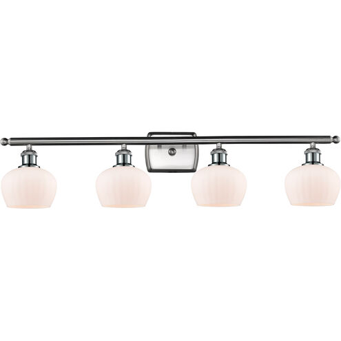 Ballston Fenton 4 Light 36 inch Brushed Satin Nickel Bath Vanity Light Wall Light in Matte White Glass, Ballston
