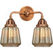 Nouveau 2 Chatham LED 14 inch Antique Copper Bath Vanity Light Wall Light in Mercury Glass