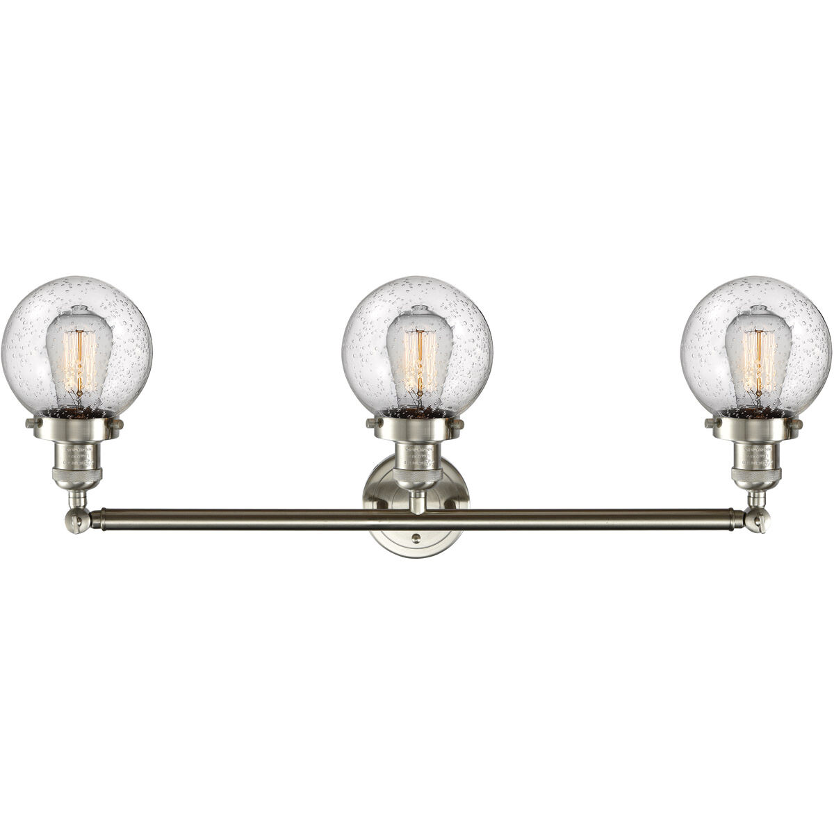 Franklin Restoration Beacon LED 30 inch Brushed Satin Nickel Bath Vanity Light Wall Light in Seedy Glass, Franklin Restoration