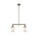 Franklin Restoration Small Bell LED 21 inch Antique Brass Chandelier Ceiling Light in Matte White Glass, Franklin Restoration