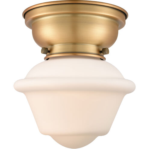 Aditi Small Oxford 1 Light 8 inch Brushed Brass Flush Mount Ceiling Light in Matte White Glass, Aditi
