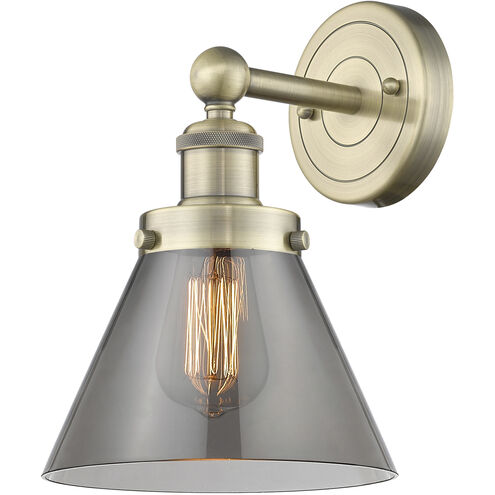 Cone Sconce Wall Light in Antique Brass, Plated Smoke