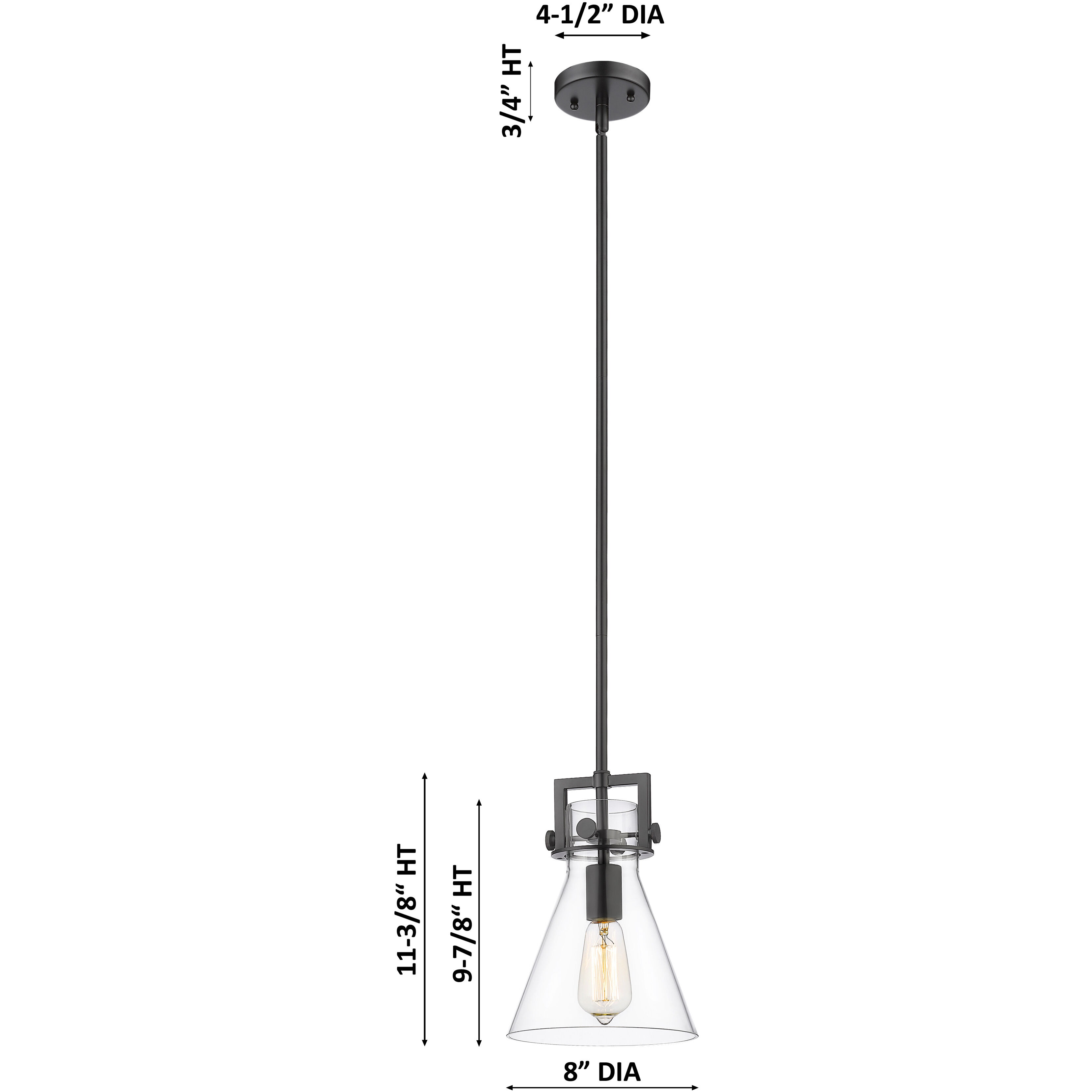 Newton Cone 1 Light 8 inch Brushed Brass Mini Pendant Ceiling Light in Seedy Glass