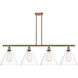 Ballston Ballston Cone 4 Light 50 inch Antique Copper Island Light Ceiling Light in Clear Glass