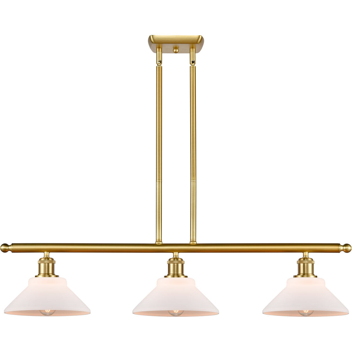Ballston Orwell 3 Light 36 inch Satin Gold Island Light Ceiling Light in Matte White Glass, Ballston