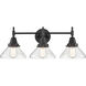 Caden 3 Light 26 inch Matte Black Bath Vanity Light Wall Light