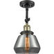 Franklin Restoration Fulton 1 Light 7 inch Black Antique Brass Semi-Flush Mount Ceiling Light in Plated Smoke Glass, Franklin Restoration