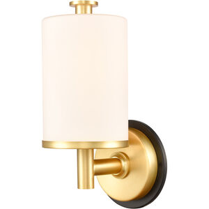 Marlowe 1 Light 5 inch Black Satin Gold Bath Vanity Light Wall Light in White Glass