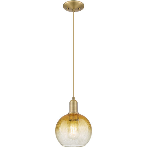 Downtown Urban Brookhaven Globe 1 Light 7.88 inch Brushed Brass Mini Pendant Ceiling Light in Amber Glass
