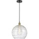 Athens Deco Swirl 1 Light 13.75 inch Black Antique Brass Pendant Ceiling Light in Clear Deco Swirl Glass