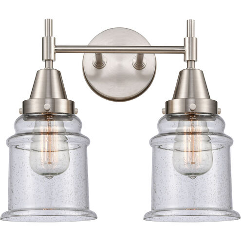 Caden LED 15 inch Satin Nickel Bath Vanity Light Wall Light in Seedy Glass