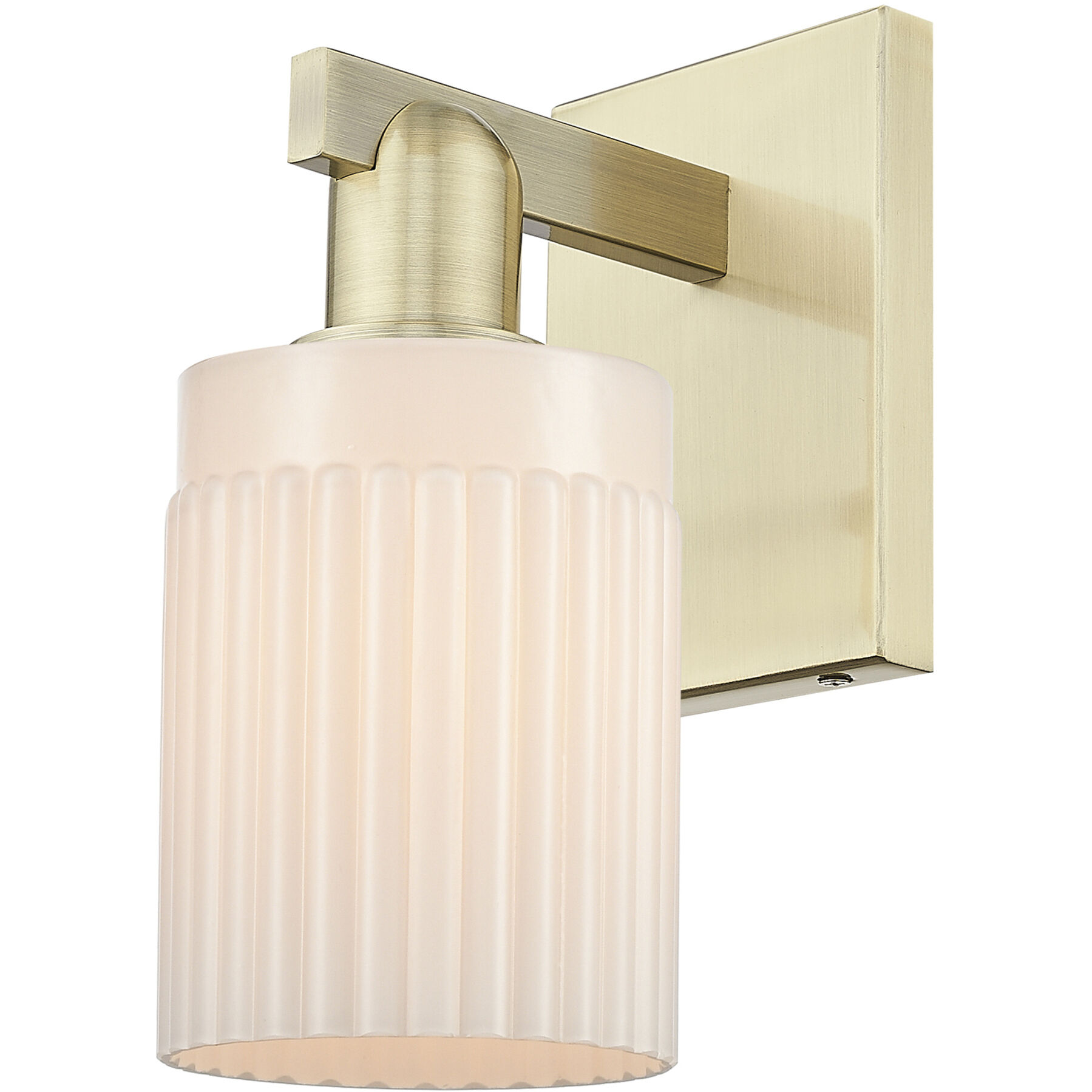 Arcadia Hadley Armed Sconce Wall Light in Antique Brass, Matte White