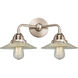 Nouveau 2 Halophane LED 17 inch Brushed Satin Nickel Bath Vanity Light Wall Light in Clear Halophane Glass