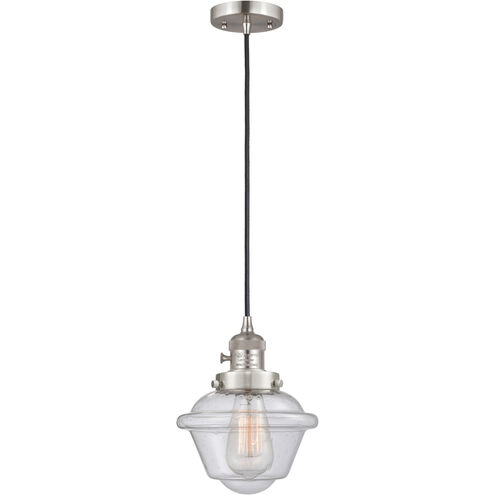 Franklin Restoration Oxford 1 Light 7.5 inch Brushed Satin Nickel Mini Pendant Ceiling Light in Incandescent, Seedy