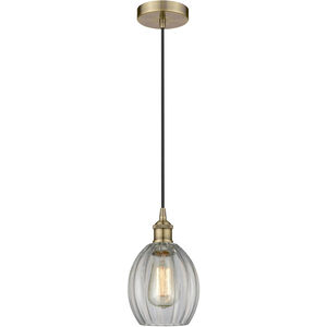 Edison Eaton LED 6 inch Antique Brass Mini Pendant Ceiling Light