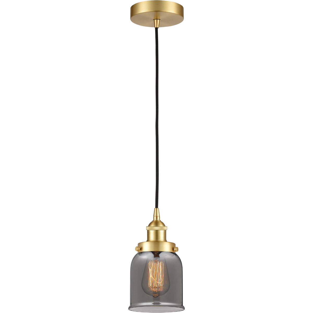 Edison Bell 1 Light 5 inch Satin Gold Mini Pendant Ceiling Light