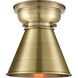 Aditi Appalachian LED 8 inch Antique Brass Flush Mount Ceiling Light, Aditi