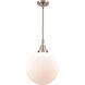 Franklin Restoration Beacon 1 Light 12 inch Brushed Satin Nickel Mini Pendant Ceiling Light in Matte White Glass
