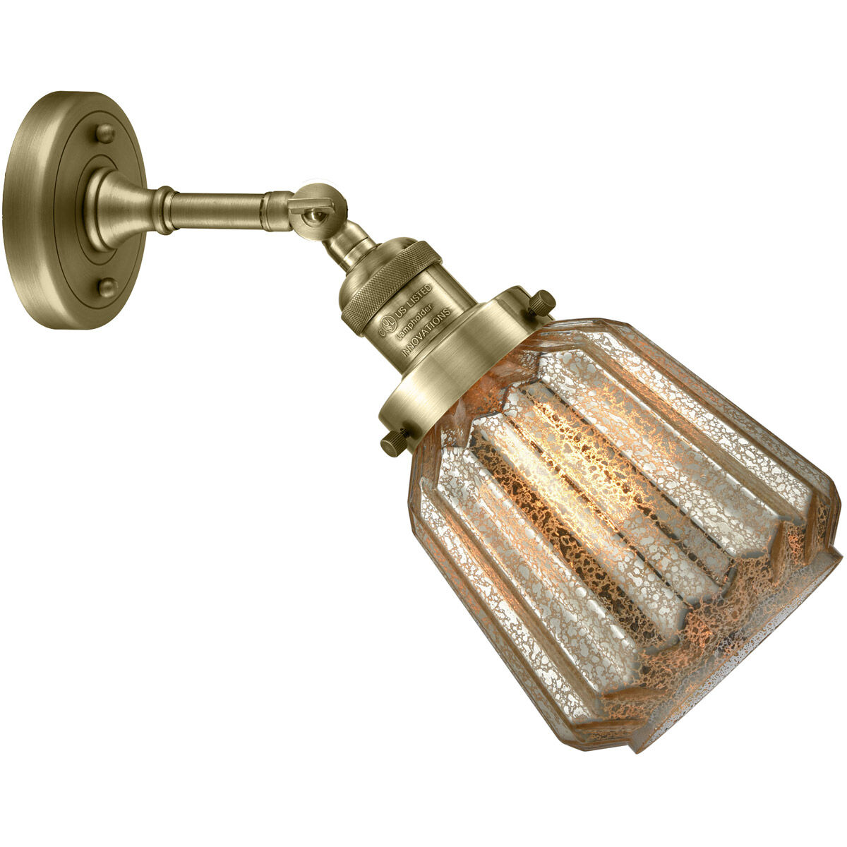 Franklin Restoration Chatham 1 Light 6 inch Antique Brass Sconce Wall Light in Incandescent, Mercury Glass, Franklin Restoration