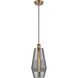 Ballston Windham LED 7 inch Brushed Brass Mini Pendant Ceiling Light in Plated Smoke Glass
