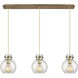 Newton Sphere 3 Light 39.75 inch Brushed Brass Linear Pendant Ceiling Light in Seedy Glass
