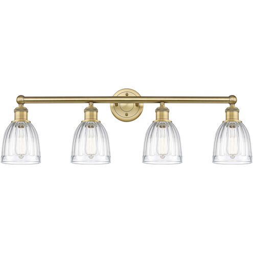 Brookfield 4 Light 32.75 inch Brushed Brass and Clear Bath Vanity Light Wall Light
