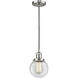 Franklin Restoration Beacon LED 6 inch Brushed Satin Nickel Mini Pendant Ceiling Light in Clear, Franklin Restoration