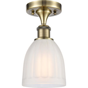 Ballston Brookfield LED 6 inch Antique Brass Semi-Flush Mount Ceiling Light in Matte White Glass, Ballston