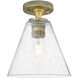 Crown Point 1 Light 8 inch Brushed Brass Flush Mount Ceiling Light in Seedy Glass