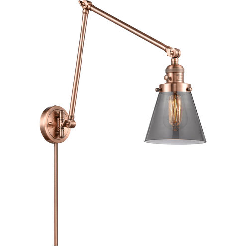 Small Cone 30 inch 60.00 watt Antique Copper Swing Arm Wall Light, Franklin Restoration