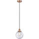 Edison Beacon 1 Light 8 inch Antique Copper Mini Pendant Ceiling Light