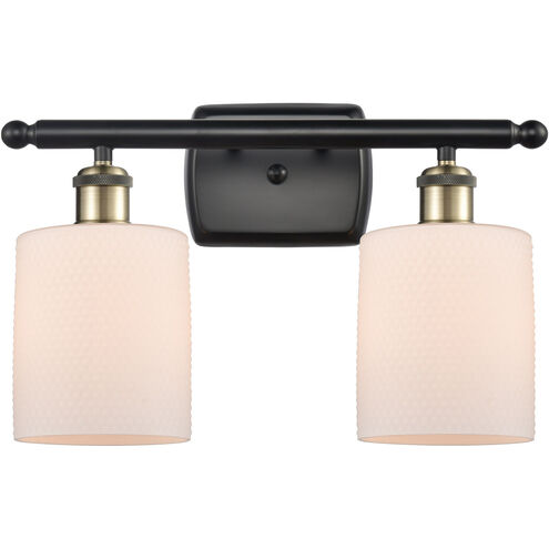 Ballston Cobbleskill LED 16 inch Black Antique Brass Bath Vanity Light Wall Light in Matte White Glass, Ballston