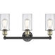 Clymer 3 Light 21.88 inch Black Antique Brass and Clear Bath Vanity Light Wall Light