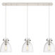 Newton Bell 3 Light 39.75 inch Polished Nickel Linear Pendant Ceiling Light in Clear Glass