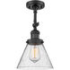 Franklin Restoration Large Cone 1 Light 8 inch Matte Black Sconce Wall Light in Seedy Glass, Franklin Restoration