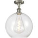 Edison Athens 1 Light 11.75 inch Brushed Satin Nickel Semi-Flush Mount Ceiling Light in Clear Glass