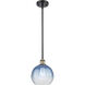 Ballston Brookhaven Globe 1 Light 7.88 inch Black Antique Brass Mini Pendant Ceiling Light in Sapphire Blue Glass