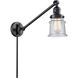 Small Canton 35 inch 3.5 watt Matte Black Swing Arm Wall Light in Seedy Glass, Franklin Restoration