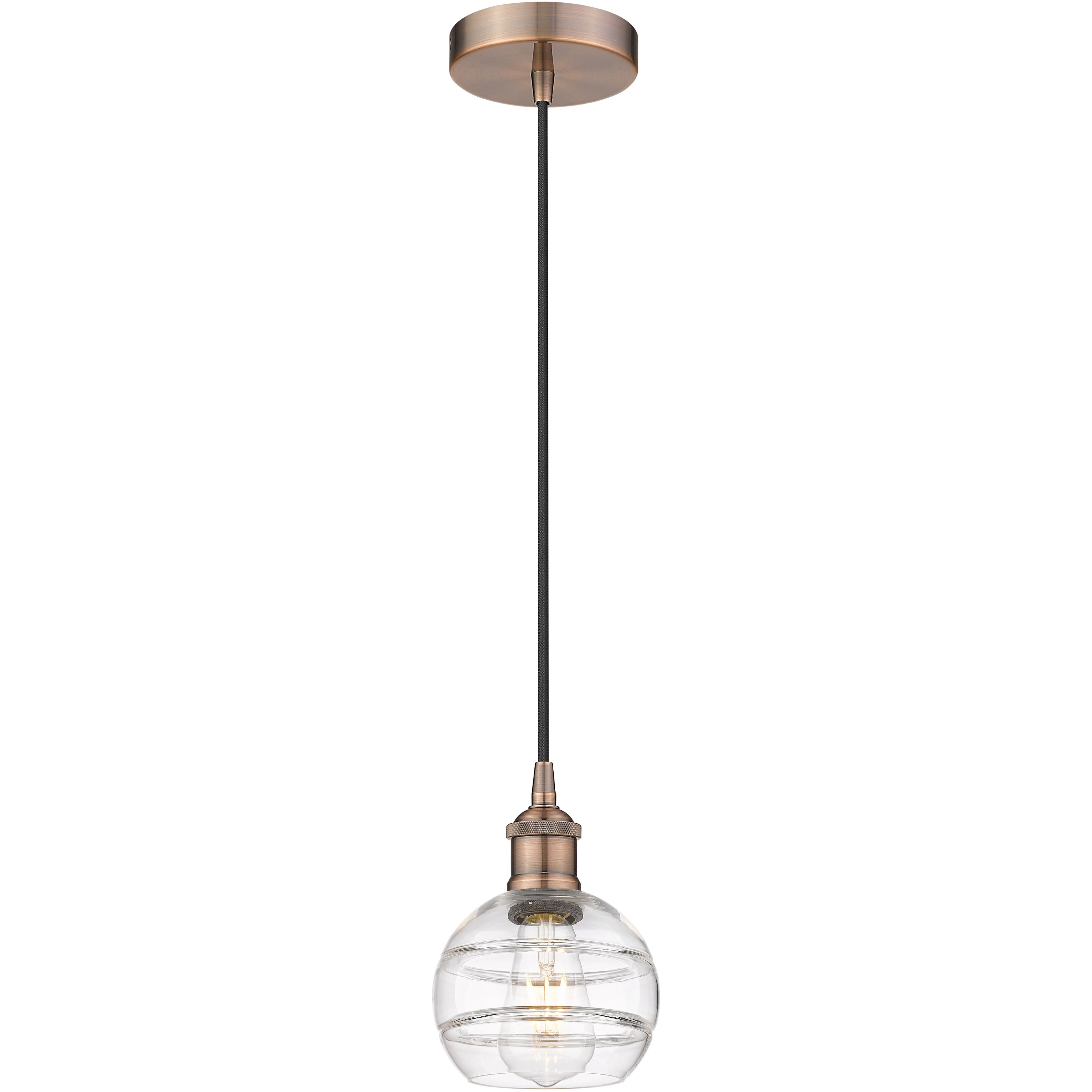 Edison Rochester 1 Light 5.88 inch Antique Copper Cord Hung Mini Pendant Ceiling Light