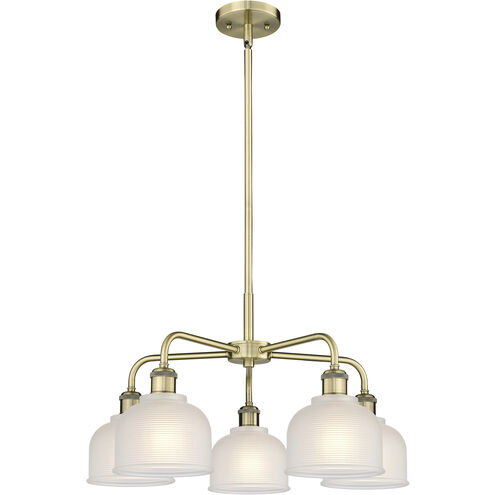 Dayton 5 Light 23.5 inch Antique Brass Chandelier Ceiling Light in White