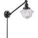 Small Oxford 30 inch 3.5 watt Matte Black Swing Arm Wall Light in Clear Glass, Franklin Restoration