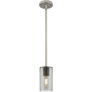 Crown Point Pendant Ceiling Light in Satin Nickel, Plated Smoke Glass